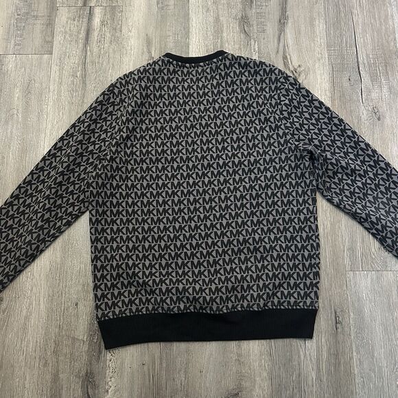 Michael Kors Women’s Pullover Sweater Size Large MK Logo Crew Neck Knit Black - Picture 6 of 7